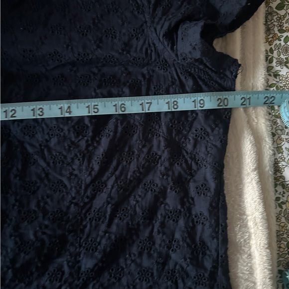 Navy Blue Short Sleeve Button-Up Top size L - Picture 5 of 7